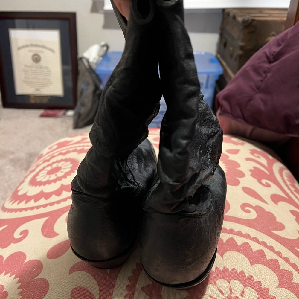 Gently Worn and well cared for Women’s Black Leather Upper Slouch Cowboy Boots - Picture 11 of 14